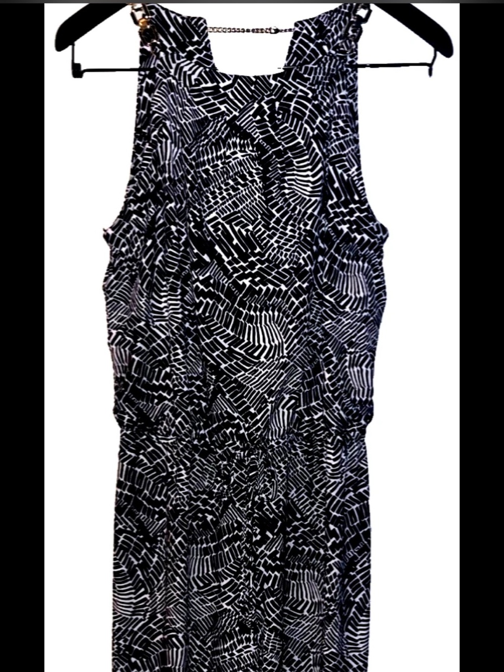 Laundry By Shelli Segal Women’s Black White Printed Jumpsuit Gold Chain - Size 8
